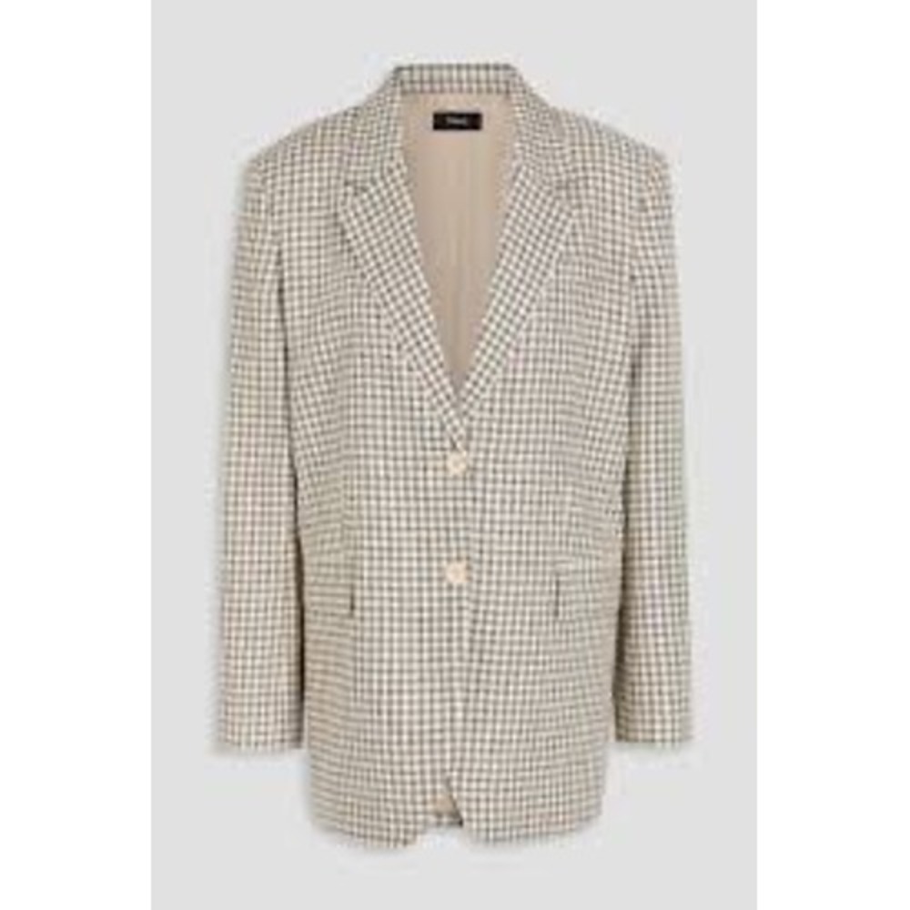 Theory linear check blazer  two Button Jacket office career wear artsy